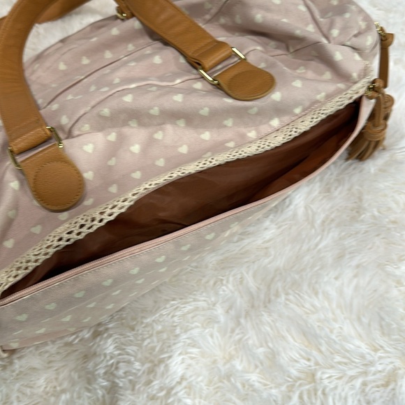 Target mossimo travel duffel weekender pink heart canvas bag - Picture 6 of 9